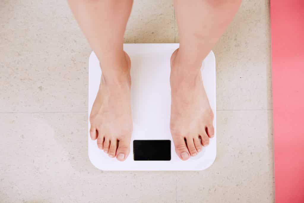 weighing on floor scale