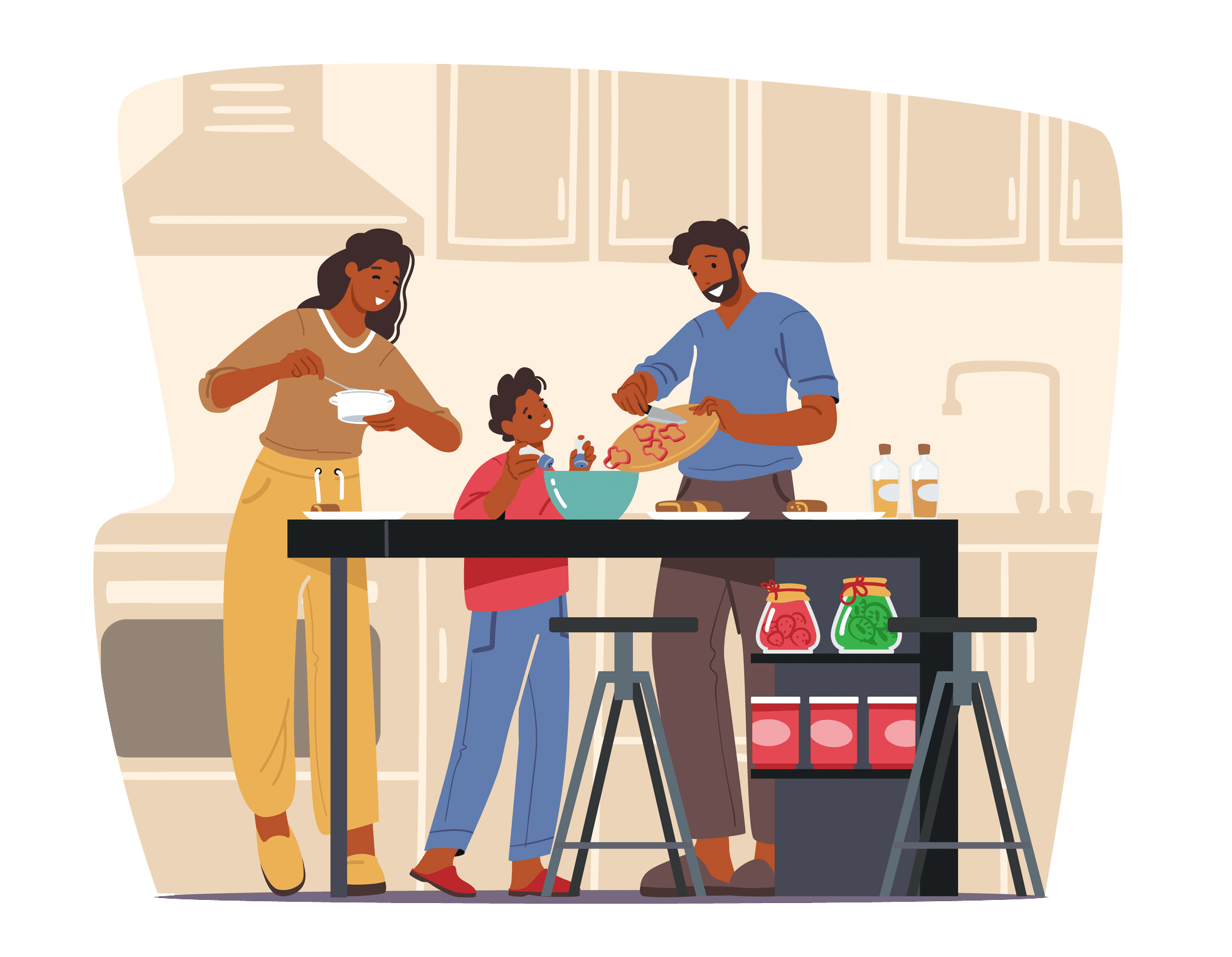 Family cooking together