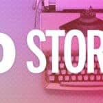 Material promocional de 30 Stories. Máquina de escribir al fondo.